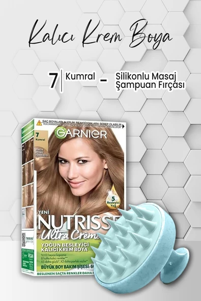 Garnier Nutrisse Yoğun Besleyici Kalıcı Krem Saç Boyası 7 Kumral ve Şampuan Fırçası Mavi ürün görseli