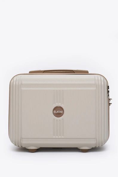 Elatae Kırılmaz Premium Kadın Makyaj Çantası Omuz Askılı Şifreli El Valizi Bej-Vizon V303 - Resim 2