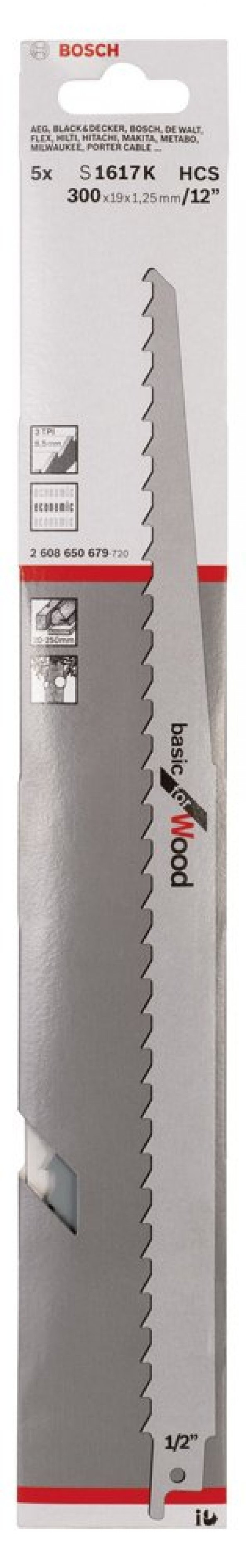 Bosch - Basic Serisi Ahşap için Panter Testere Bıçağı S 1617 K - 5li