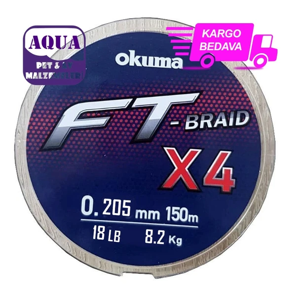 Okuma Ft-x4 Braided Line 150 mt Grey Örgü İp 0,205 mm - 8.2 kg Çeker 150 Metre İp Misina 4x
