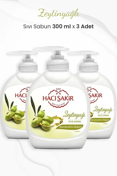 Hacı Şakir Zeytinyağlı Nemlendirici Sıvı Sabun 300 ml x 3 Adet