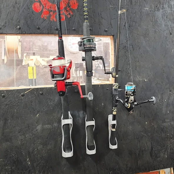 Byr3D Olta Kamışı Tutucu Duvar Montajı 3 Parça P460178 Sadece Plastik Aparattır
