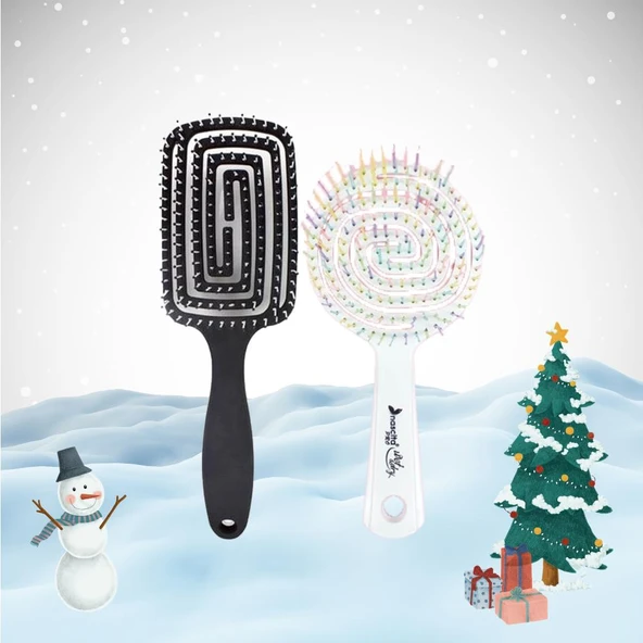 Nascita Yılbaşı Paketi Üç Boyutlu Saç Fırçası Siyah ve Beyaz ürün görseli
