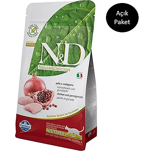 N&D Prime Tahılsız Tavuklu ve Narlı Kısırlaştırılmış 2 kg Yetişkin Kedi Maması - Açık Paket