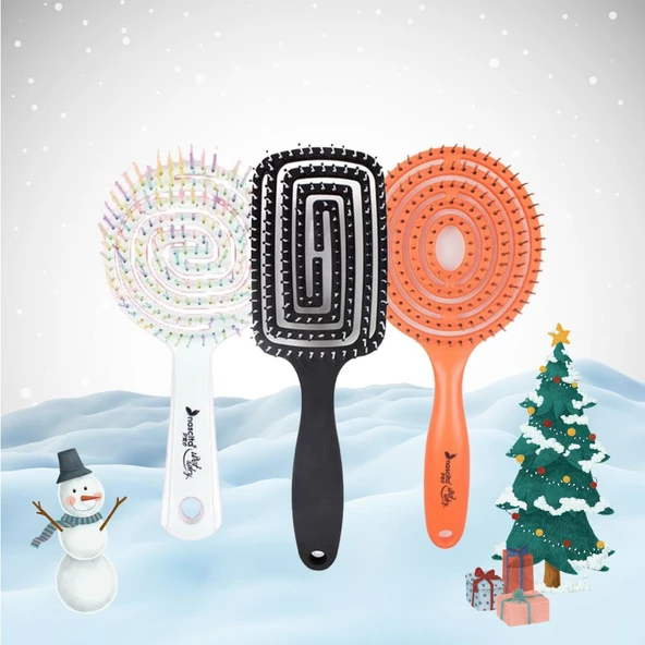Nascita Yılbaşı Paketi Üç Boyutlu Saç Fırçası Turuncu, Siyah ve Beyaz ürün görseli