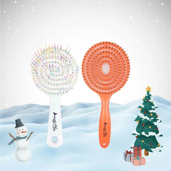 Nascita Yılbaşı Paketi Üç Boyutlu Saç Fırçası Beyaz ve Turuncu ürün görseli