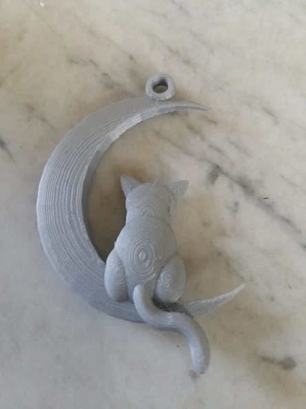 Byr3D Kedi Ve Ay Anahtarlık T1663008 Sadece Plastik Aparattır
