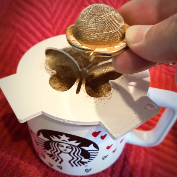 Byr3D Kahve Kalıbı , Kahve Şablonu Kelebek Beyaz 2410534 Sadece Plastik Aparattır - 3