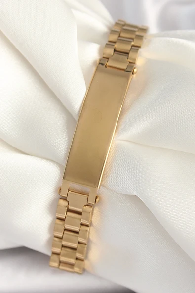 MuI MuI 316L Çelik Gold Renk Zincir Künye Model Erkek Bileklik