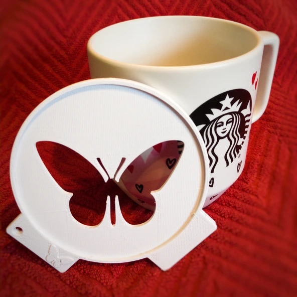 Byr3D Kahve Kalıbı , Kahve Şablonu Kelebek Beyaz 2410534 Sadece Plastik Aparattır - 4