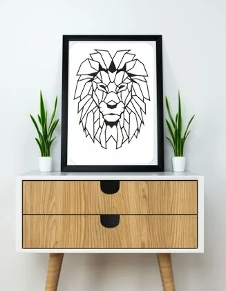 Byr3D Aslan Duvar Heykeli 2D Siyah 3107831 Sadece Plastik Aparattır - Resim 2