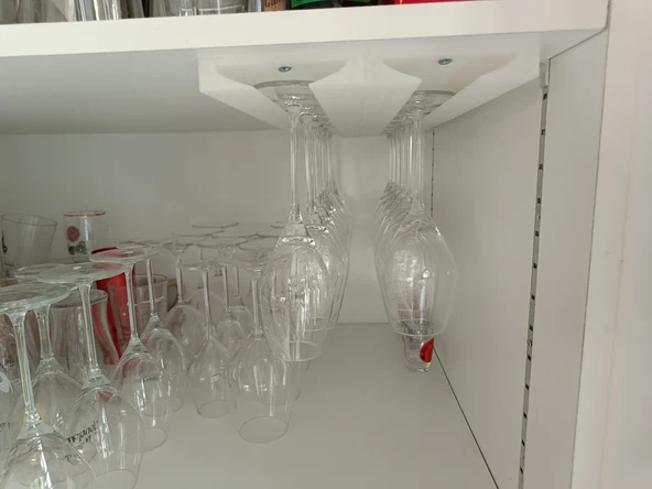 Byr3D Şarap / Bira Bardağı Tutucu Rafı Beyaz 6479731 Sadece Plastik Aparattır - 2