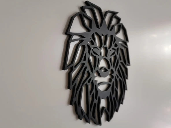 Byr3D Aslan Duvar Heykeli 2D Siyah 3107831 Sadece Plastik Aparattır - Resim 4