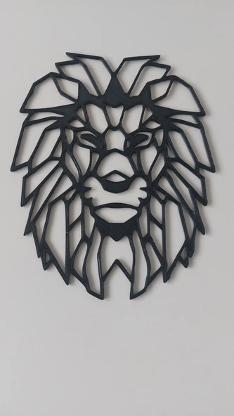 Byr3D Aslan Duvar Heykeli 2D Siyah 3107831 Sadece Plastik Aparattır - Resim 3