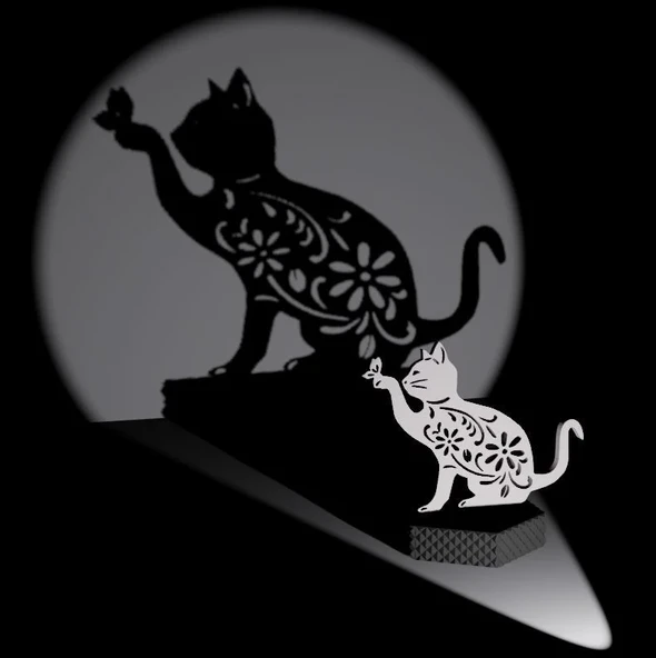 Byr3D Kedi Ve Bir Kelebek Masa Üstü Obje, Biblo Beyaz 6512205 Sadece Plastik Aparattır - 2