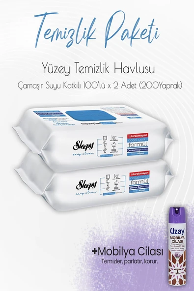 Düvenci Temizlik Paketi 5 (Çamaşır Suyu Temizlik Havlusu 200 yaprak ve Mobilya Cilası)