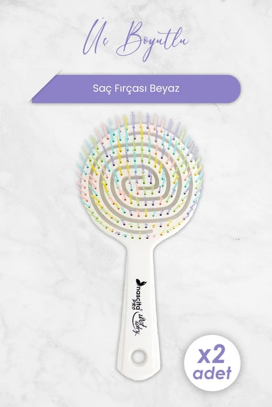 Nascita Üç Boyutlu Saç Fırçası Beyaz x 2 Adet