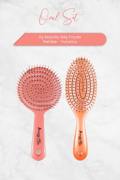 Nascita Üç Boyutlu Oval Saç Fırçası Pembe ve Turuncu ürün görseli