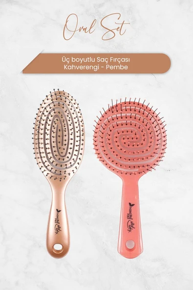 Nascita Üç Boyutlu Oval Saç Fırçası Kahverengi ve Pembe ürün görseli