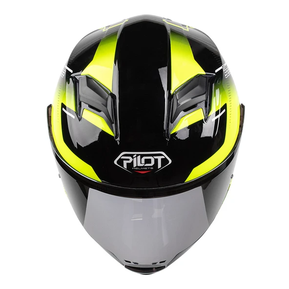Pilot Alpha SV Black/Fluo Gloss Full Face Kask - 3