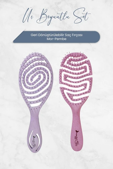 Nascita Üç Boyutlu Geri Dönüştürülebilir Saç Fırçası Mor ve Pembe ürün görseli
