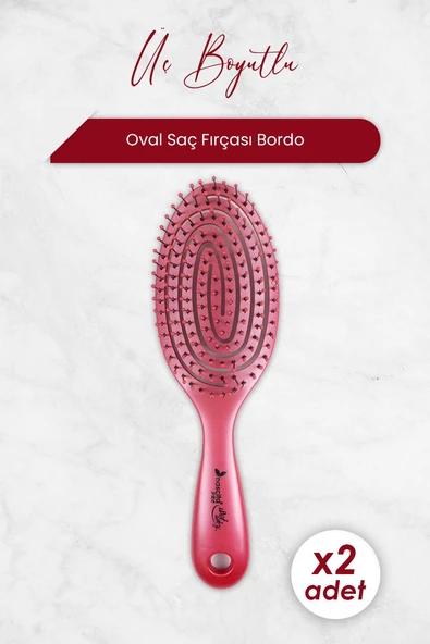 Nascita Üç Boyutlu Oval Saç Fırçası Bordo x 2 Adet