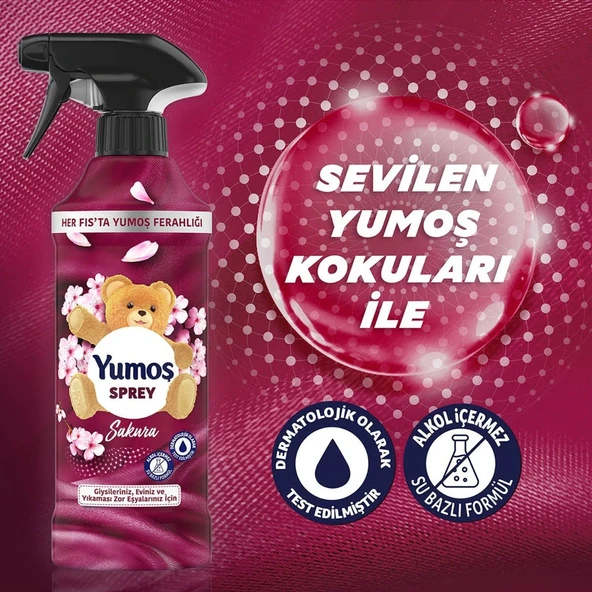 Yumoş Sprey Yıkanması Zor Eşyalar Için Giysi Spreyi Sakura 450 ml x 2 Adet - 4
