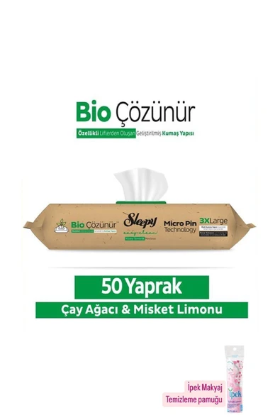 Easy Clean Bio Çözünür Çay Ağacı Ve Misket Limonu Yüzey Temizlik Havlusu (50 YAPRAK) Hediye