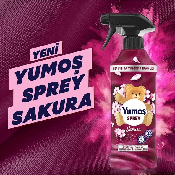 Yumoş Sprey Sakura 450 ml x1 + Yumoş Sprey Amber 450 ml x1 + Yumoş Sprey Lilyum 450 ml x1 - 3
