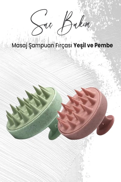 Düvenci Toptan Yumuşak Silikonlu Masaj Şampuan Fırçası Pembe ve Yeşil ürün görseli