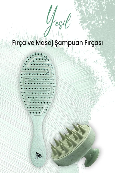 Düvenci Toptan Yumuşak Silikonlu Masaj Şampuan Fırçası Yeşil ve Vegan Saç Fırçası Mint 5846 ürün görseli