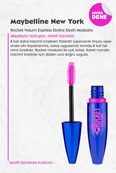Maybelline New York Rocket Volum Express Ekstra Siyah Maskara - 2