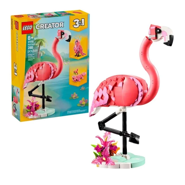 Nessiworld 31170 Lego Creator 3ü1 arada Vahşi Hayvanlar:Pembe Flamingo 288 parça +8 yaş