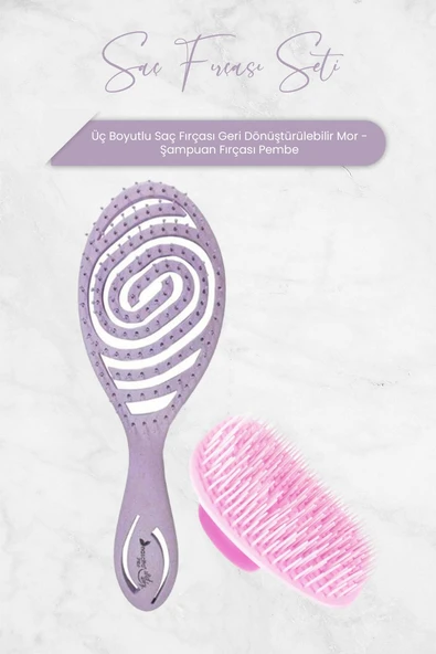 Nascita Üç Boyutlu Saç Fırçası Geri Dönüştürülebilir Mor ve Şampuan Fırçası Pembe ürün görseli