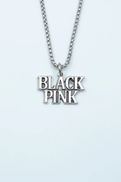 Black Pink Gümüş Kaplama Örme Zincir Kolye ürün görseli 1
