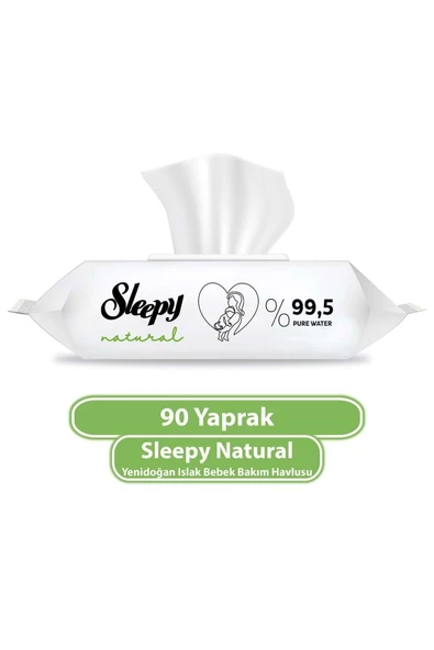 Islak Havlu Mendil 90 Yaprak Natural Yenidoğan 2 Li Set 180 Yaprak Plastik Kapaklı - 3