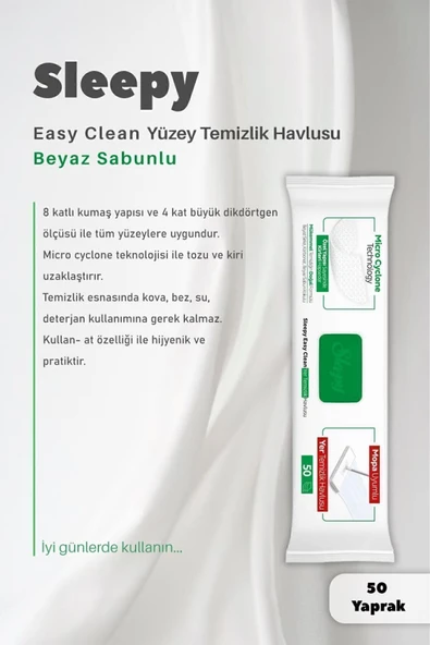 Easy Clean Beyaz Sabun Katkılı Mop Uyumlu Yer Temizlik Havlusu 50 Yaprak - Resim 2