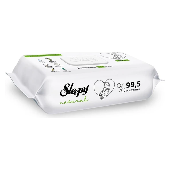 Sleepy Islak Havlu Mendil 90 Yaprak Natural Yenidoğan 2 Li Set 180 Yaprak Plastik Kapaklı - 2