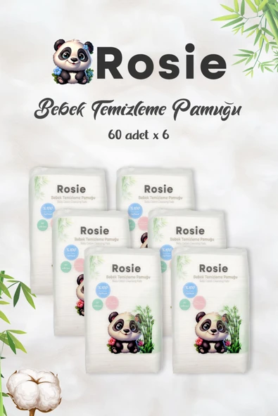 ROSIE %100 Doğal Bebek Temizleme Pamuğu 6'lı Paket