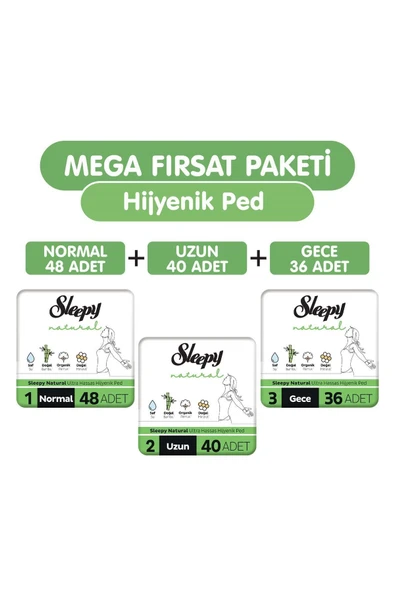 Natural Ultra Hassas Hijyenik Ped 124 Adet Ped Mega Fırsat Paketi ürün görseli