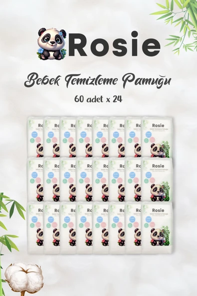 ROSIE %100 Doğal Bebek Temizleme Pamuğu 24'lü Paket