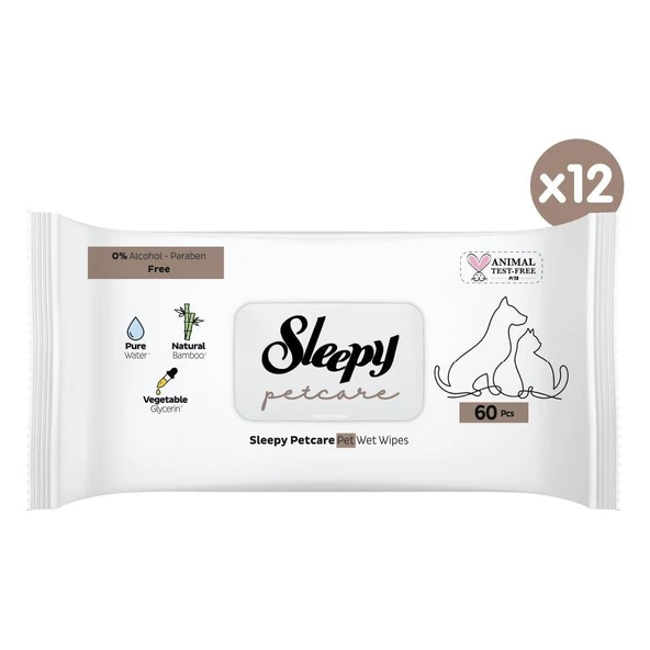 Sleepy Petcare Evcil Hayvan Islak Havlusu 12X60 Yaprak - Resim 2