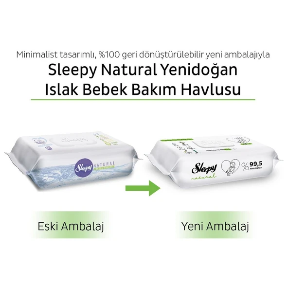 Sleepy Natural Yenidoğan Islak Bebek Bakım Havlusu 12X90 (1080 Yaprak) - Resim 5