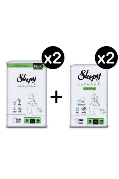 Sleepy Natural Ultra Hassas Hijyenik Ped Uzun 20 Adet ürün görseli