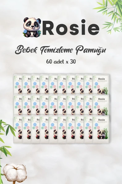 ROSIE %100 Doğal Bebek Temizleme Pamuğu 30'lu Paket