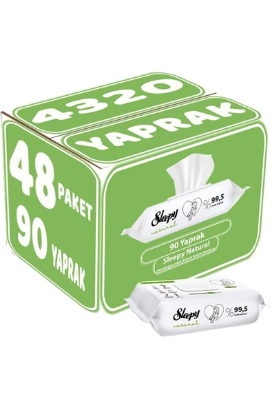 Islak Havlu Mendil 90 Yaprak Natural Yenidoğan 48 Li Set 4320 Yaprak Plastik Kapaklı ürün görseli