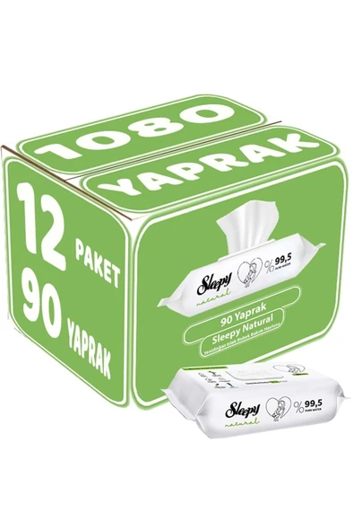 Islak Havlu Mendil 90 Yaprak Natural Yenidoğan 12 Li Set 1080 Yaprak Plastik Kapaklı ürün görseli