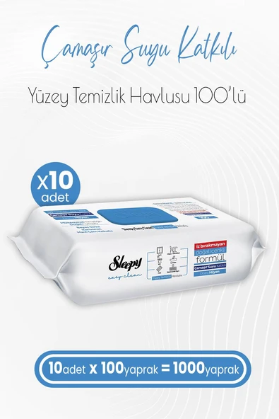 Sleepy Easy Clean Çamaşır Suyu Katkılı Yüzey Temizlik Havlusu 100 x 10 Adet (1000 Yaprak)