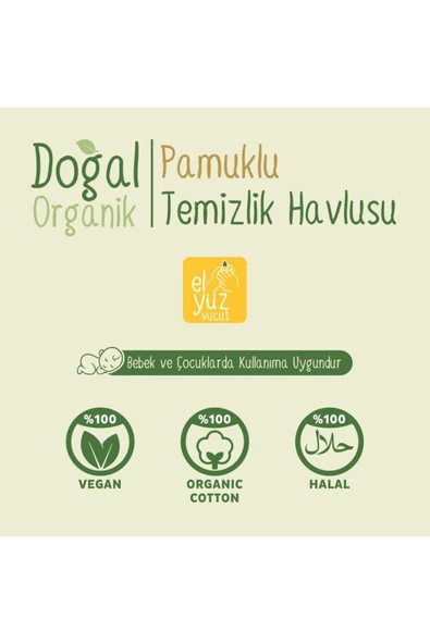 Doğal Organik Pamuklu Temizlik Havlusu 50 Yaprak 12 Li Paket - Resim 2
