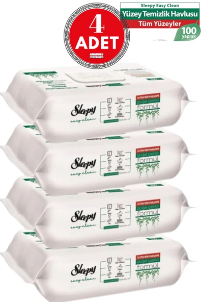 Sleepy Easy Clean Yüzey Temizlik Havlusu 100' lü x 4 Adet